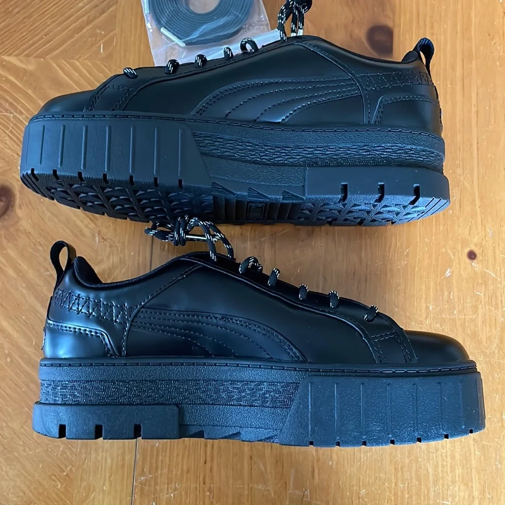 Women’s Puma Sneakers Dua Lipa Mayze Flutur Platform Black 388013-01 Size 8 NEW - Picture 2 of 8